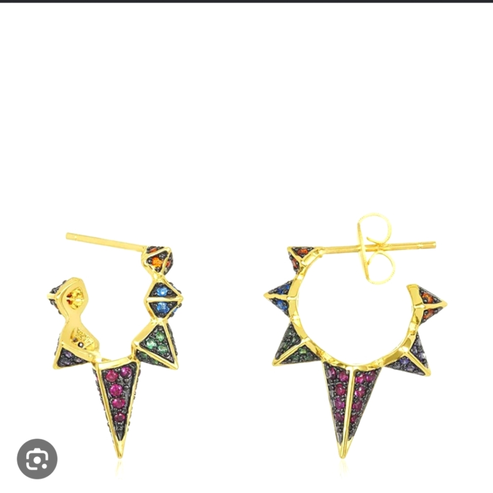 Melinda Maria Gold w/ Multi color stones Gabriella spike earrings! Exquisite!!